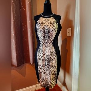 JAX evenings dress, size 10, black & Gold sequence dress